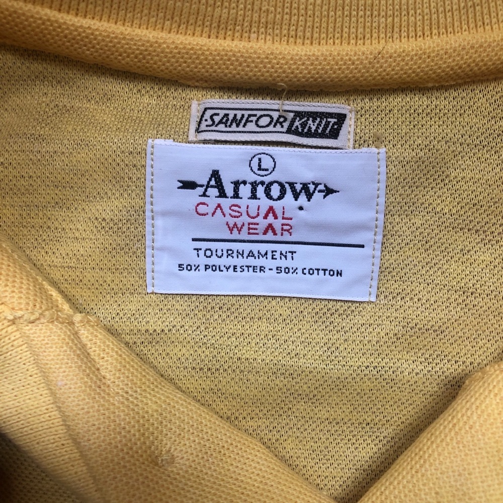 Arrow Tournament Men’s L Yellow SS Golf Shirt Club Wear 3-Button Collar NWOT